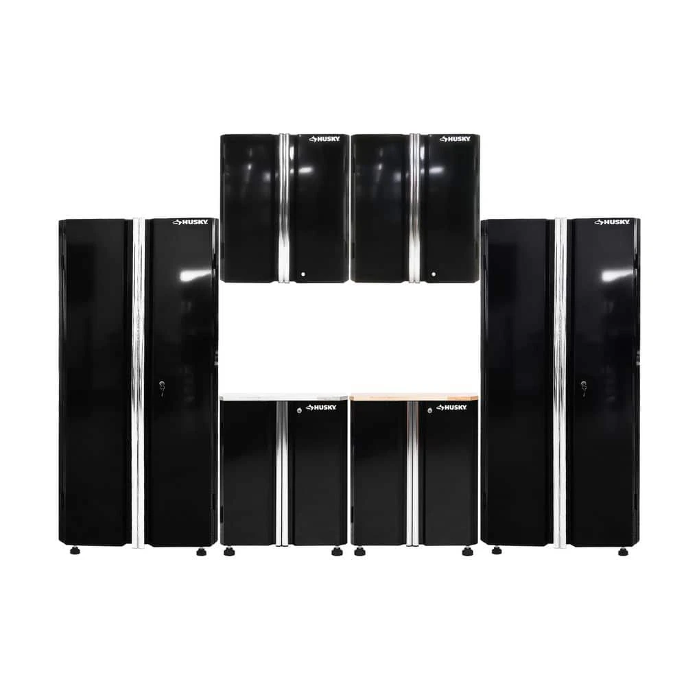 HUSKY 28 In. W X 33 In. H X 19 In.D Folding 22-Gauge Steel 1-Piece Garage Storage System In Black W/ Wooden Worktop 4 HUSKY 28 In. W X 33 In. H X 19 In.D Folding 22-Gauge Steel 1-Piece Garage Storage System In Black W/ Wooden Worktop - Image 4