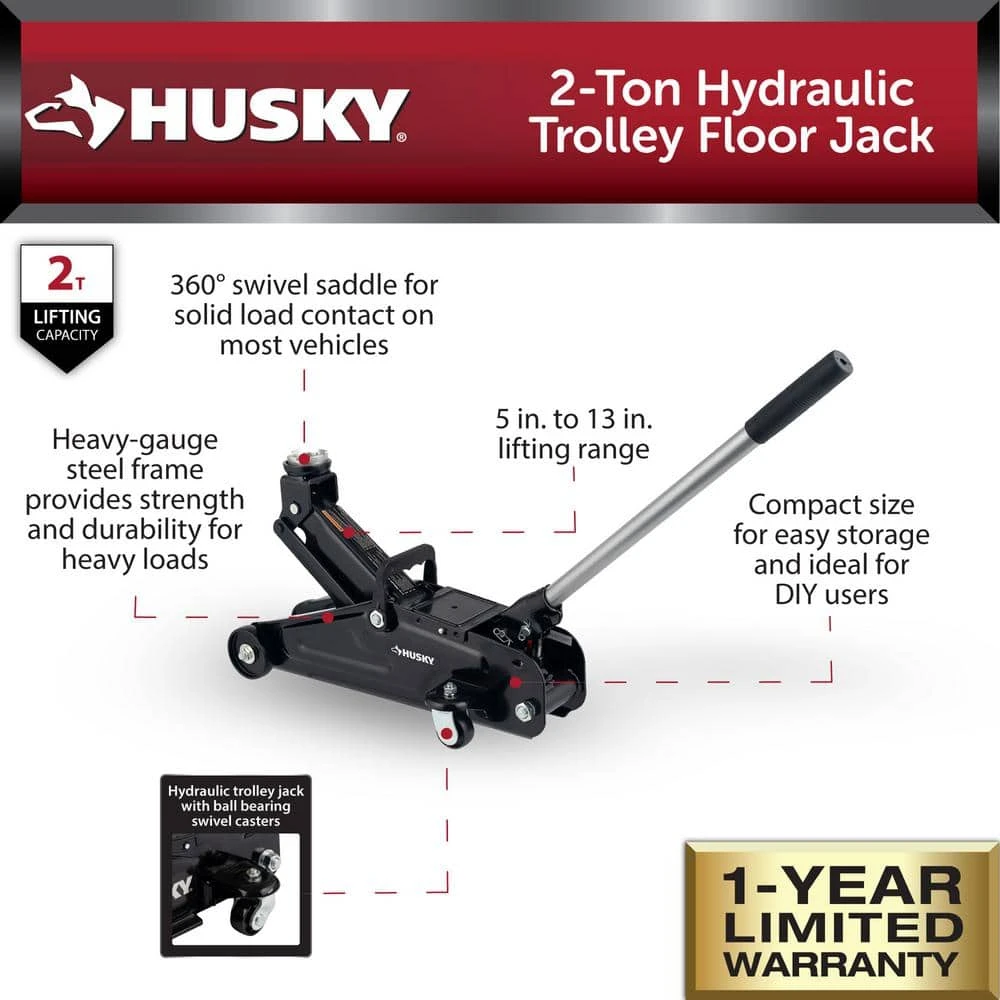 Husky 2-Ton Hydraulic Trolley Car Jack 2 Husky 2-Ton Hydraulic Trolley Car Jack - Image 2