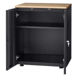 Husky Extra Wide Heavy Duty Welded 20-Gauge Steel 2-Door Garage Base Cabinet In Black (32 In. W X 33 In. H X 21.5 In. D) 18 Husky Extra Wide Heavy Duty Welded 20-Gauge Steel 2-Door Garage Base Cabinet In Black (32 In. W X 33 In. H X 21.5 In. D) -Husky Shop black husky free standing cabinets htc1000001 ex 66 1000