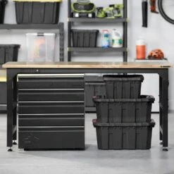 Husky Heavy Duty 18-Gauge Steel 5-Drawer Black Garage Base Cabinet -Husky Shop black husky free standing cabinets htc100007 1f 1000