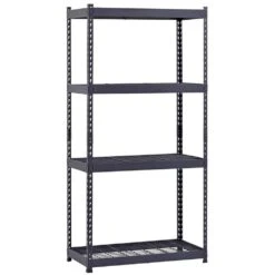 Husky 4-Tier Heavy Duty Boltless Steel Garage Storage Shelving Unit In Black (36 In. W X 72 In. H X 18 In. D) 16 Husky 4-Tier Heavy Duty Boltless Steel Garage Storage Shelving Unit In Black (36 In. W X 72 In. H X 18 In. D) -Husky Shop black husky freestanding shelving units n2r361872w4b 40 1000