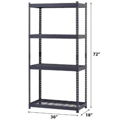 Husky 4-Tier Heavy Duty Boltless Steel Garage Storage Shelving Unit In Black (36 In. W X 72 In. H X 18 In. D) 21 Husky 4-Tier Heavy Duty Boltless Steel Garage Storage Shelving Unit In Black (36 In. W X 72 In. H X 18 In. D) -Husky Shop black husky freestanding shelving units n2r361872w4b c3 1000