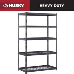 Husky 5-Tier Heavy Duty Boltless Steel Garage Storage Shelving Unit In Black (48 In. W X 78 In. H X 24 In. D)