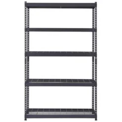 Husky 5-Tier Heavy Duty Boltless Steel Garage Storage Shelving Unit In Black (48 In. W X 78 In. H X 24 In. D) -Husky Shop black husky freestanding shelving units n2r482478w5b 77 1000