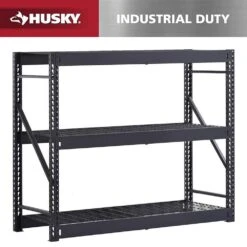 Husky 3-Shelf Metal Industrial Duty Freestanding Garage Storage Shelving Unit In Black (65 In. W X 54 In. H X 24 In. D)