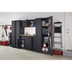 Husky 7-Piece Regular Duty Welded Steel Garage Storage System In Black -Husky Shop black husky garage storage systems gs10807 1dwo a0 1000