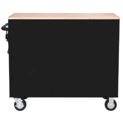 Husky 42 In. W X 18 In. D 8-Drawer Black Mobile Workbench Cabinet With Solid Wood Top -Husky Shop black husky mobile workbenches h42mwc8blk 66 1000