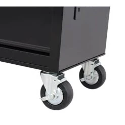 Husky 42 In. W X 18 In. D 8-Drawer Black Mobile Workbench Cabinet With Solid Wood Top -Husky Shop black husky mobile workbenches h42mwc8blk c3 1000