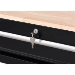 Husky 42 In. W X 18 In. D 8-Drawer Black Mobile Workbench Cabinet With Solid Wood Top -Husky Shop black husky mobile workbenches h42mwc8blk fa 1000