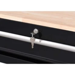 Husky 42 In. W X 18.1 In. D 8-Drawer Black Mobile Workbench Cabinet With Solid Wood Top -Husky Shop black husky mobile workbenches h42mwc8blktl fa 1000