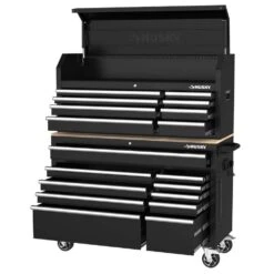 Husky Modular Tool Storage 52 In. W Standard Duty Black Mobile Workbench Cabinet With 8-Drawer Top Tool Chest -Husky Shop black husky mobile workbenches h52modsuite1 77 1000