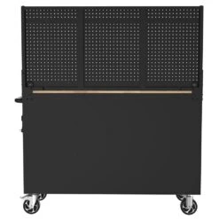 Husky Modular Tool Storage 52 In. W Standard Duty Black Mobile Workbench Cabinet With Pegboard -Husky Shop black husky mobile workbenches h52modsuite2 1f 1000