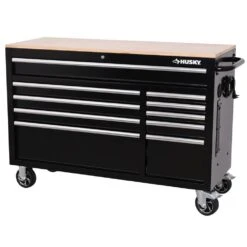 Husky Modular Tool Storage 72 In. W Standard Duty Black Mobile Workbench Cabinet With Pegboard And 20 In. Side Locker -Husky Shop black husky mobile workbenches h52modsuite5 44 1000