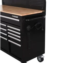 Husky Modular Tool Storage 92 In. W Standard Duty Black Mobile Workbench Cabinet With Pegboard And (2) 20 In. Side Lockers 23 Husky Modular Tool Storage 92 In. W Standard Duty Black Mobile Workbench Cabinet With Pegboard And (2) 20 In. Side Lockers -Husky Shop black husky mobile workbenches h52modsuite6 44 1000
