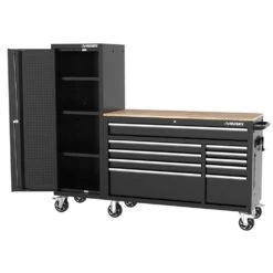 Husky Modular Tool Storage 72 In. W Standard Duty Black Mobile Workbench Cabinet With 20 In. Side Locker -Husky Shop black husky mobile workbenches h52modsuite7 40 1000