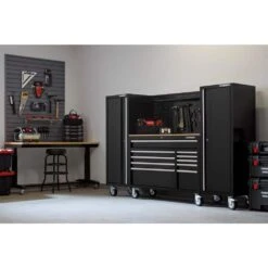 Husky Modular Tool Storage 52 In. W X 20 In. D Standard Duty Black Mobile Workbench Cabinet 20 Husky Modular Tool Storage 52 In. W X 20 In. D Standard Duty Black Mobile Workbench Cabinet -Husky Shop black husky mobile workbenches h52mwc10mod 66 1000