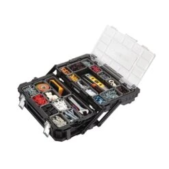 Husky Connect Stackable Portable Cantilever 22 Removable Compartment Small Tool And Parts Organizer With Steel Handle -Husky Shop black husky modular tool storage systems 230379 44 1000