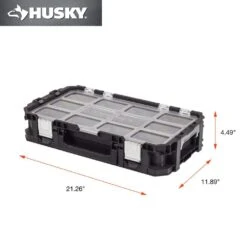 Husky Connect Stackable Portable Heavy Duty Lightweight 10-Compartment Small Tool And Parts Organizer -Husky Shop black husky modular tool storage systems 236667 40 1000