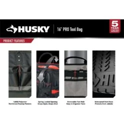 Husky Heavy-Duty 16 In. PRO Tool Bag -Husky Shop black husky tool bags h 016 slo 76 1000