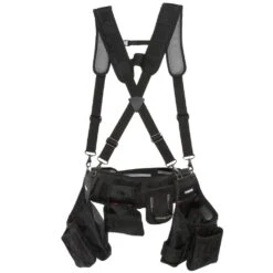 Husky 2-Bag 18-Pocket Black Framer's Suspension Rig Work Tool Belt With Suspenders -Husky Shop black husky tool belts hd00116 th 4f 1000