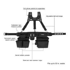 Husky 16-Pocket Black Carpenter's Tool Belt With Suspenders 11 Husky 16-Pocket Black Carpenter's Tool Belt With Suspenders -Husky Shop black husky tool belts hd00144 40 1000