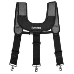 Husky 3-Bag 17-Pocket Black Framer's Suspension Rig Work Tool Belt With Suspenders -Husky Shop black husky tool belts hd00145 4f 1000