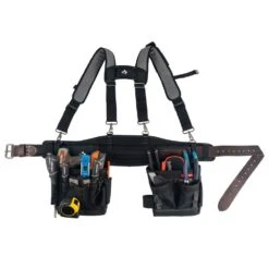 Husky Electricians 2-Bag Work Tool Belt With Suspenders -Husky Shop black husky tool belts hd00174 40 1000