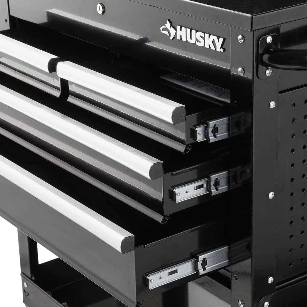 Husky Tool Storage 33 In. W Mechanics Cart With Extended Side Table And Bottle Tray 9 Husky Tool Storage 33 In. W Mechanics Cart With Extended Side Table And Bottle Tray - Image 9