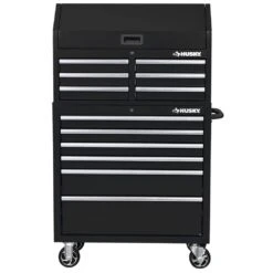 Husky 36 In. W X 18 In. D 12-Drawer Black Rolling Tool Chest Combo -Husky Shop black husky tool chest combos h36ch6tr6blk a0 1000
