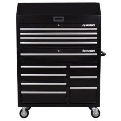 Husky Tool Storage 42 In. W X 18 In. D Standard Duty Black Tool Chest Combo -Husky Shop black husky tool chest combos h42ch4tr8blk 40 1000