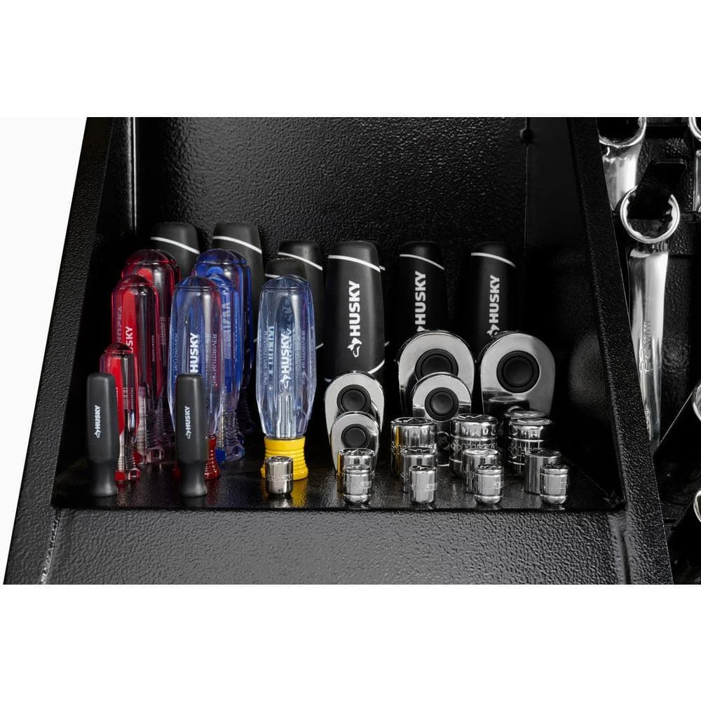 Husky Heavy-Duty 36 In. W X 17 In. D Black Steel Portable Triangle Top Chest For Sockets, Wrenches And Screwdrivers 4 Husky Heavy-Duty 36 In. W X 17 In. D Black Steel Portable Triangle Top Chest For Sockets, Wrenches And Screwdrivers - Image 4