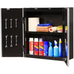 Husky Ready-to-Assemble 24-Gauge Steel Wall Mounted Garage Cabinet In Black (28 In. W X 29.7 In. H X 12 In. D) 10 Husky Ready-to-Assemble 24-Gauge Steel Wall Mounted Garage Cabinet In Black (28 In. W X 29.7 In. H X 12 In. D) -Husky Shop black husky wall mounted cabinets g2802w us 1d 1000