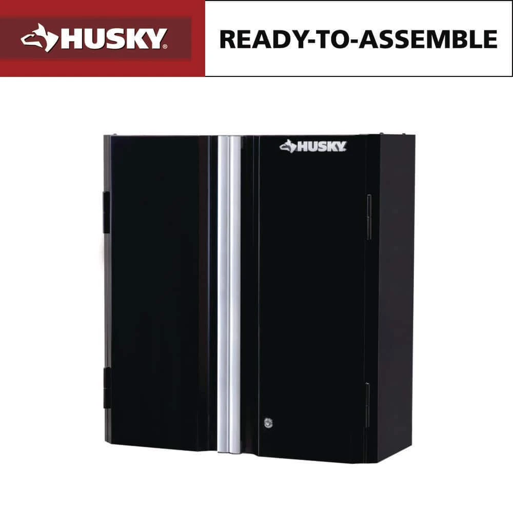 Husky Ready-to-Assemble 24-Gauge Steel Wall Mounted Garage Cabinet In Black (28 In. W X 29.7 In. H X 12 In. D) 1 Husky Ready-to-Assemble 24-Gauge Steel Wall Mounted Garage Cabinet In Black (28 In. W X 29.7 In. H X 12 In. D)