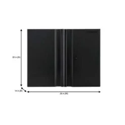 Husky Heavy Duty Welded 20-Gauge Steel Wall Mounted Garage Cabinet In Black (28 In. W X 22 In. H X 14 In. D) -Husky Shop black husky wall mounted cabinets htc1000010 1d 1000