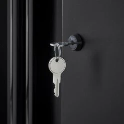 Husky Extra Wide Heavy Duty Welded 20-Gauge Steel Wall Mounted Garage Cabinet In Black (32 In. W X 22 In. H X 14 In. D) -Husky Shop black husky wall mounted cabinets htc1000010 ex 4f 1000