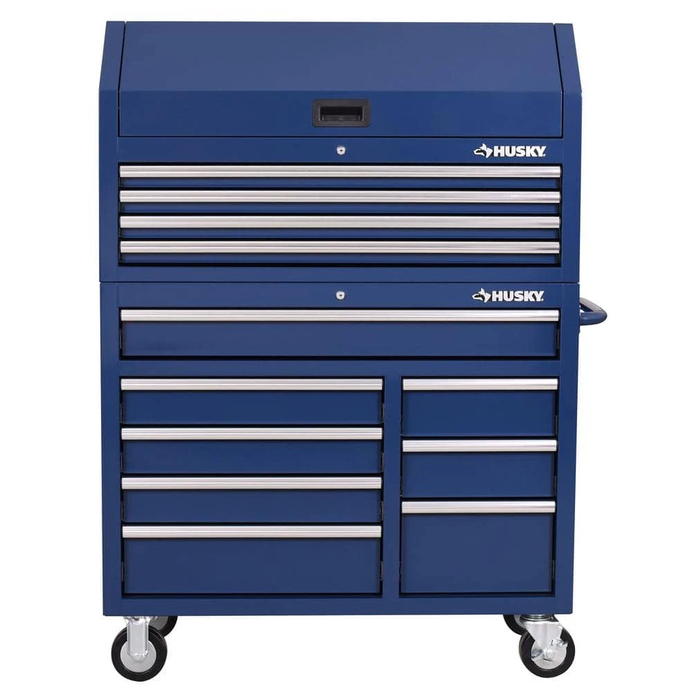 Husky Standard Duty 42 In. X 18 In. D 12-Drawer Blue Rolling Tool Chest Combo 3 Husky Standard Duty 42 In. X 18 In. D 12-Drawer Blue Rolling Tool Chest Combo - Image 3