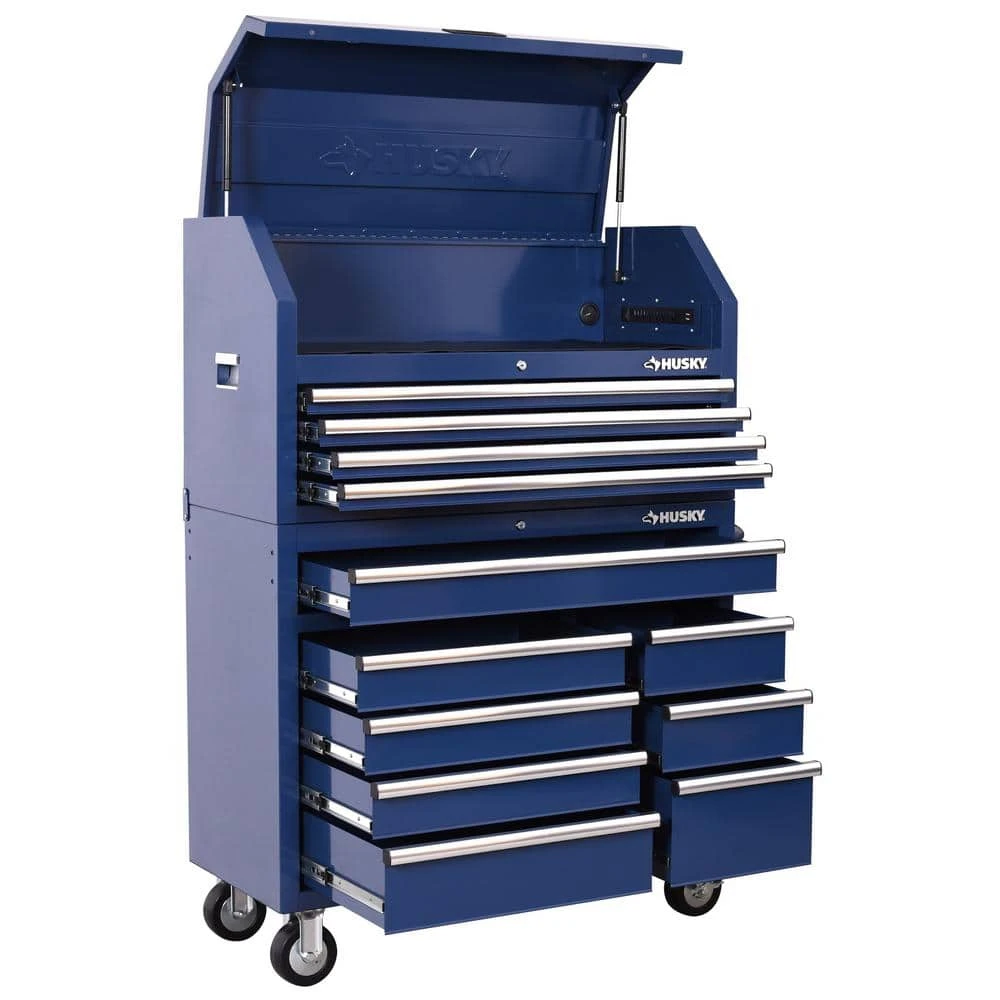 Husky Standard Duty 42 In. X 18 In. D 12-Drawer Blue Rolling Tool Chest Combo 4 Husky Standard Duty 42 In. X 18 In. D 12-Drawer Blue Rolling Tool Chest Combo - Image 4