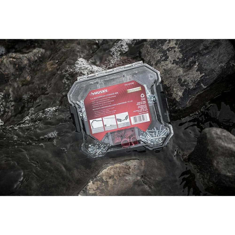 Husky 6 In. 6-Compartment Waterproof Storage Bin Small Parts Organizer 5 Husky 6 In. 6-Compartment Waterproof Storage Bin Small Parts Organizer - Image 5