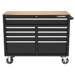 Husky Tool Storage 46 In. W X 18 In. D 9-Drawer Mobile Workbench Cabinet In Gloss Black 17 Husky Tool Storage 46 In. W X 18 In. D 9-Drawer Mobile Workbench Cabinet In Gloss Black -Husky Shop gloss black husky mobile workbenches h46x18mwc9blk 1d 1000