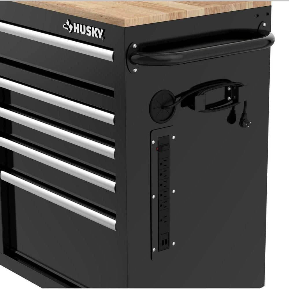 Husky Tool Storage 46 In. W X 18 In. D 9-Drawer Mobile Workbench Cabinet In Gloss Black 9 Husky Tool Storage 46 In. W X 18 In. D 9-Drawer Mobile Workbench Cabinet In Gloss Black - Image 9