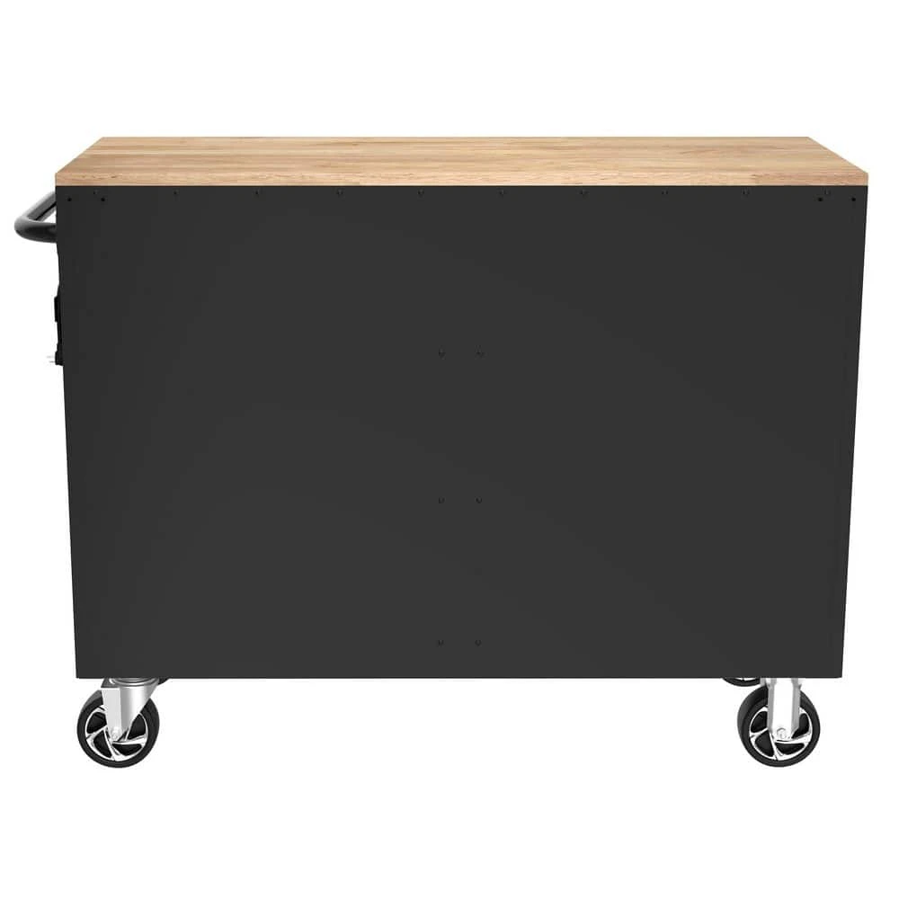 Husky Tool Storage 46 In. W X 18 In. D 9-Drawer Mobile Workbench Cabinet In Gloss Black 4 Husky Tool Storage 46 In. W X 18 In. D 9-Drawer Mobile Workbench Cabinet In Gloss Black - Image 4