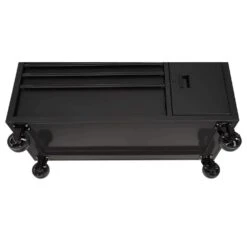 Husky 56 In. W X 24.5 In. D Deep 5-Drawer 1-Door Gloss Black Deep Tool Chest Mobile Workbench With Hardwood Top -Husky Shop gloss black husky mobile workbenches h56mwc5gbkxd tl 1d 1000