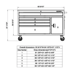 Husky 56 In. W X 24.5 In. D Deep 5-Drawer 1-Door Gloss Black Deep Tool Chest Mobile Workbench With Hardwood Top -Husky Shop gloss black husky mobile workbenches h56mwc5gbkxd tl d4 1000