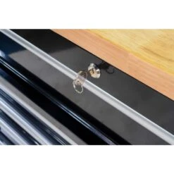 Husky 84 In. W X 18 In. D 9-Drawer Mobile Workbench With Wood Top In Gloss Black -Husky Shop gloss black husky mobile workbenches hotc8409b11m 76 1000