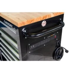 Husky 84 In. W 18 In. D 15-Drawer Mobile Workbench With Wood Top In Gloss Black -Husky Shop gloss black husky mobile workbenches hotc8415b11m 1d 1000