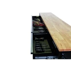 Husky 84 In. W 18 In. D 15-Drawer Mobile Workbench With Wood Top In Gloss Black -Husky Shop gloss black husky mobile workbenches hotc8415b11m 31 1000