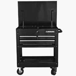 Husky 30 In. Wide By 20 In. Deep 3-Drawer Mechanics Tool Cart, Gloss Black -Husky Shop gloss black husky tool carts houc3003b11 44 1000