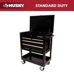 Husky 33 In. W 4-Drawer Mechanics Tool Utility Cart In Gloss Black