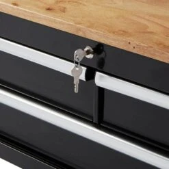 Husky Tool Storage 3-Drawer 36 In. W Standard Duty Gloss Black Rolling Tool Cart With Hardwood Top -Husky Shop gloss black husky tool carts houc3603b1qwk d4 1000