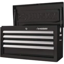 Husky 26 In. W X 12 In. D Standard Duty 4-Drawer Top Tool Chest In Gloss Black -Husky Shop gloss black husky top tool chests hkst98065bk fa 1000